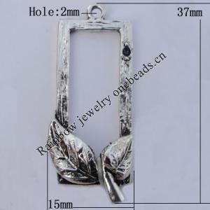 Pendant Zinc Alloy Jewelry Findings Lead-free, 37x15mm, Hole:2mm, Sold by Bag