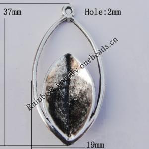 Pendant Zinc Alloy Jewelry Findings Lead-free, 37x19mm, Hole:2mm, Sold by Bag