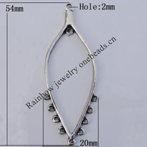 Connector Zinc Alloy Jewelry Findings Lead-free, 54x20mm Hole:2mm, Sold by Bag
