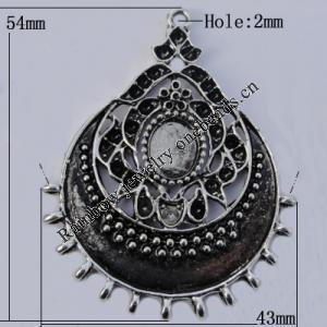 Connector Zinc Alloy Jewelry Findings Lead-free, 54x43mm Hole:2mm, Sold by Bag
