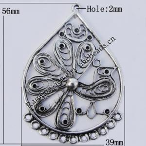 Connector Zinc Alloy Jewelry Findings Lead-free, 56x39mm Hole:2mm, Sold by Bag