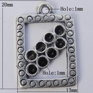 Pendant Zinc Alloy Jewelry Findings Lead-free, 20x13mm, Hole:1mm, Sold by Bag