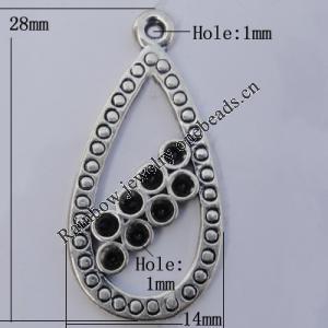 Pendant Zinc Alloy Jewelry Findings Lead-free, 28x14mm, Hole:1mm, Sold by Bag