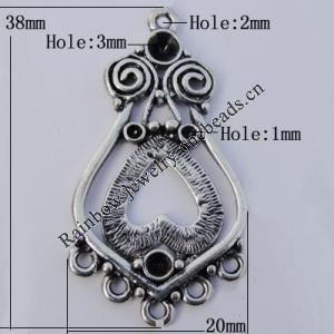 Connector Zinc Alloy Jewelry Findings Lead-free, 30x20mm Hole:2mm, Sold by Bag