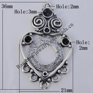 Connector Zinc Alloy Jewelry Findings Lead-free, 36x21mm Hole:2mm, Sold by Bag