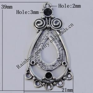 Connector Zinc Alloy Jewelry Findings Lead-free, 39x21mm Hole:2mm, Sold by Bag