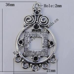 Connector Zinc Alloy Jewelry Findings Lead-free, 36x21mm Hole:2mm, Sold by Bag