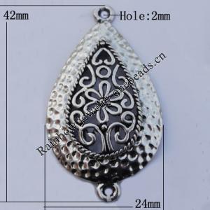 Connector Zinc Alloy Jewelry Findings Lead-free, 42x24mm Hole:2mm, Sold by Bag