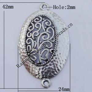 Connector Zinc Alloy Jewelry Findings Lead-free, 42x24mm Hole:2mm, Sold by Bag