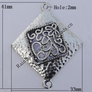 Connector Zinc Alloy Jewelry Findings Lead-free, 41x33mm Hole:2mm, Sold by Bag