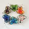 Inner Flower lampwork Pendant, Heart 37x42x18mm Hole:About 6mm, Box Size:150x130x25mm, Sold by Box