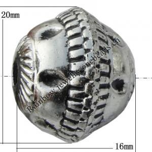 Jewelry findings, CCB plastic European style Beads Antique silver, 20x16mm Hole:4mm, Sold by Bag