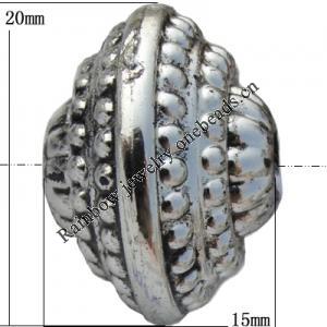Jewelry findings, CCB plastic European style Beads Antique silver, 15x20mm Hole:4mm, Sold by Bag