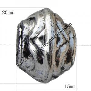Jewelry findings, CCB plastic European style Beads Antique silver, 15x20mm Hole:5mm, Sold by Bag