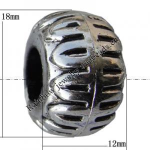 Jewelry findings, CCB plastic European style Beads Antique silver, 12x18mm Hole:7mm, Sold by Bag