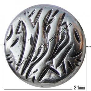 Jewelry findings, CCB plastic Beads Antique silver, Flat Round 24mm Hole:1.5mm, Sold by Bag