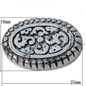 Jewelry findings, CCB plastic Beads Antique silver, Flat Oval 25x18mm Hole:1.5mm, Sold by Bag