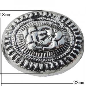 Jewelry findings, CCB plastic Beads Antique silver, Flar Round 18x22mm Hole:2mm, Sold by Bag