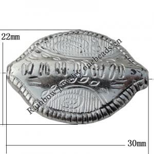 Jewelry findings, CCB plastic Beads Antique silver, 30x22mm Hole:2.5mm, Sold by Bag