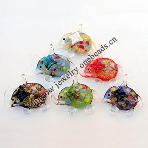 lampwork Pendant, Elephant 46x37x9mm Hole:About 5mm, Box Size:200x200x14mm, Sold by Box