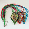 17-inch Lampwork Necklace, Wax Cord & Organza Ribbon Transparent, Elephant 59x42x12mm, Sold by Strand