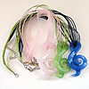 17-inch Lampwork Necklace, Wax Cord & Organza Ribbon Transparent, Elephant 59x42x12mm, Sold by Strand