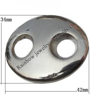 Jewelry findings, CCB plastic Connector platina plated, 42x34mm Hole:10mm, Sold by Bag