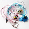 17-inch Lampwork Necklace, Wax Cord & Organza Ribbon Transparent, Elephant 59x42x12mm, Sold by Strand