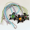 17-inch Inner Flower Lampwork Necklace, Wax Cord & Organza Ribbon Transparent, Star 44x47x15mm, Sold by Strand