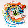 17-inch Inner Flower lampwork Necklace, Wax Cord & Organza Ribbon Transparent, Heart 37x42x18mm, Sold by Strand