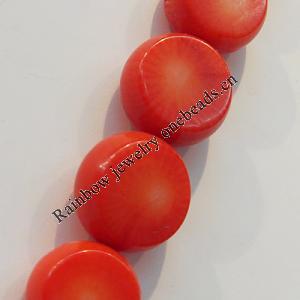 Coral Beads, Flat Round 11mm Hole:0.1mm, Sold by KG