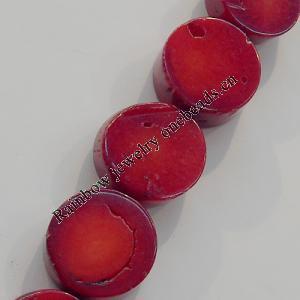 Coral Beads, Flat Round 11mm Hole:0.1mm, Sold by KG