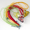 17-inch lampwork Necklace, Wax Cord & Organza Ribbon Transparent, Heart 32x44x18mm, Sold by Strand