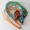 17-inch Inner Flower lampwork Nacklace, Wax Cord & Organza Ribbon Transparent, Twist Leaf 59x29x13mm, Sold by Strand