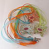 17-inch lampwork Nacklace, Wax Cord & Organza Ribbon Transparent, Butterfly 42x41x5mm, Sold by Strand