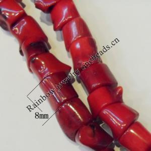 Coral Beads，Size:about 8x8mm Hole:0.1mm, Sold by Kg 