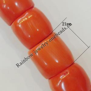 Coral Beads，Column Size:about 21x17mm Hole:0.1mm, Sold by Kg
