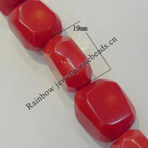 Coral Beads，Faceted Polyhedron Size:about 19x14mm Hole:0.1mm, Sold by Kg