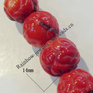 Coral Beads，Round Size:about 14mm Hole:0.1mm, Sold by Kg