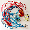 Inner Flower lampwork Nacklace, Wax Cord & Organza Ribbon Transparent, Rectangle 25x48x13mm, Sold by Strand