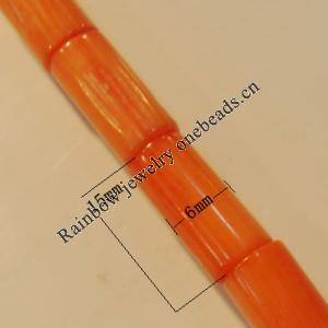 Coral Beads，Column Size:about 15x6mm Hole:0.1mm, Sold by Kg