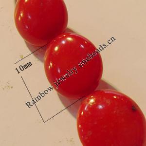 Coral Beads，Flat Oval Size:about 10mm Hole:0.1mm, Sold by Kg