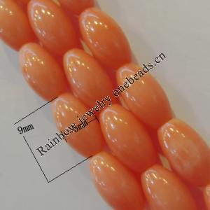 16-Inch Coral Beads，Oval Size:about 9x5mm Hole:0.1mm, Sold by Strand