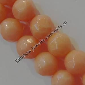 16-Inch Coral Beads，Faceted Round  Size:about 5mm Hole:0.1mm, Sold by Strand