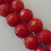16-Inch Coral Beads，Faceted Round Size:about 4mm Hole:0.1mm, Sold by Strand