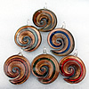 Gold Sand lampwork Pendant, Helix 59x43x6mm Hole:About 7mm, Sold by PC