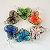 Inner Flower lampwork Pendant, Heart 37x42x18mm Hole:About 6mm, Sold by PC