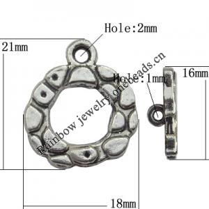 Clasp Zinc Alloy Jewelry Findings Lead-free, Loop:18x21mm, Bar:16x5mm Big Hole:2mm Small Hole:1mm, Sold by Bag