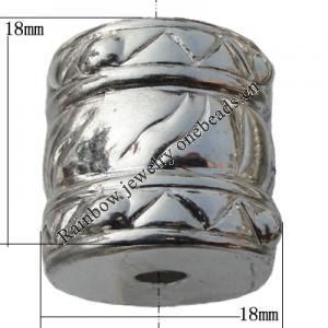 Jewelry findings, CCB plastic Beads platina plated, Column 18x18mm Hole:3mm, Sold by Bag
