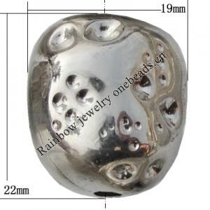 Jewelry findings, CCB plastic Beads platina plated, 22x19mm Hole:3mm, Sold by Bag